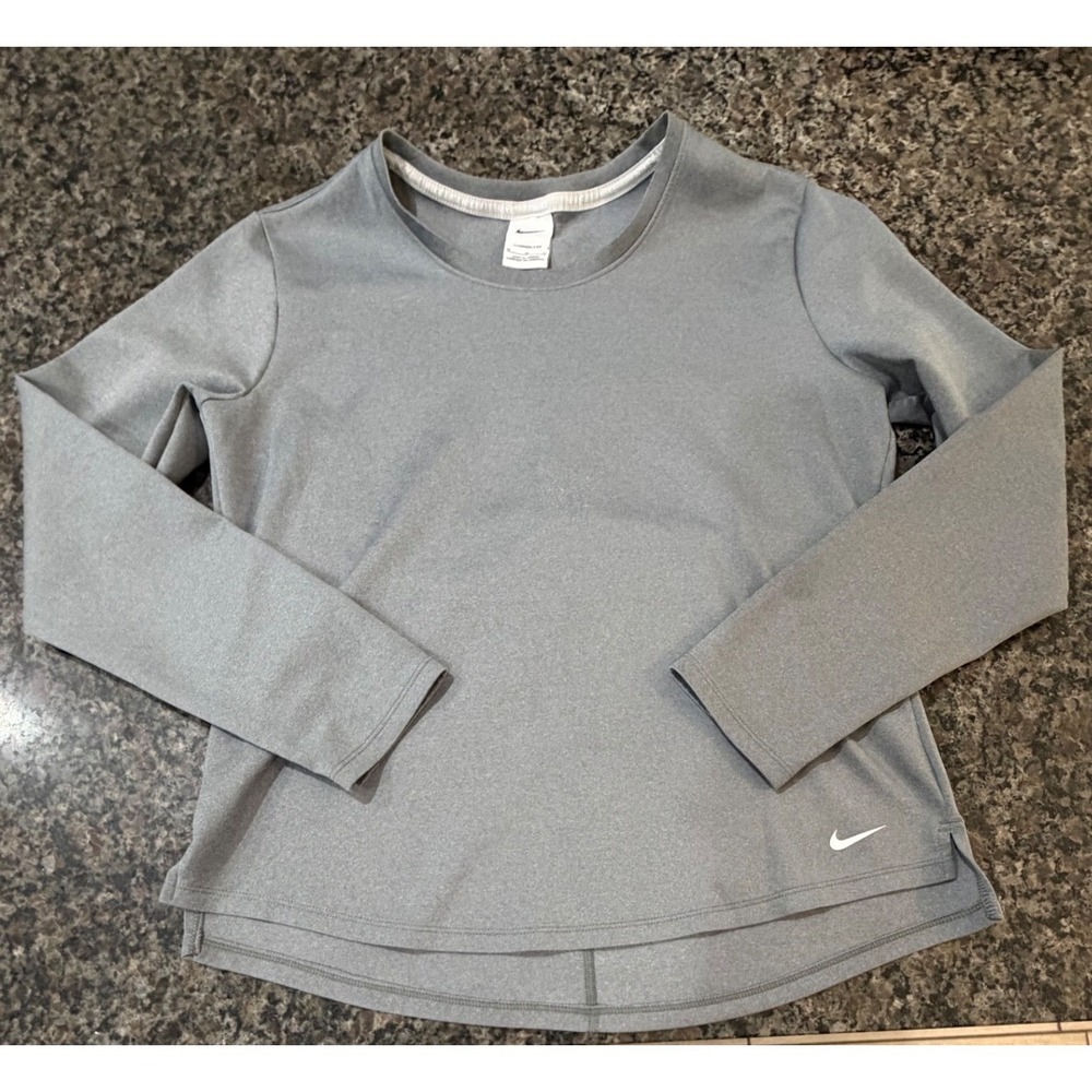 Nike Mens Therma-FIT Long Sleeve Training Shirt Gray Crew Neck Workout Top XL
